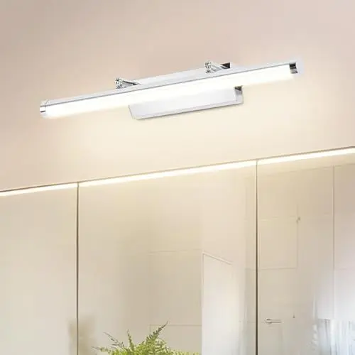 Produktbild: Dehobo LED Spiegelleuchte Bad 42CM 9W - Spiegellampe Badezimmer mit Schalter IP44 Wandbeleuchtung Neutralweiß 4000K 730LM für Badzimmer - Badleuchte Badspiegel Lampe Edelstahl Spiegel Schminklicht