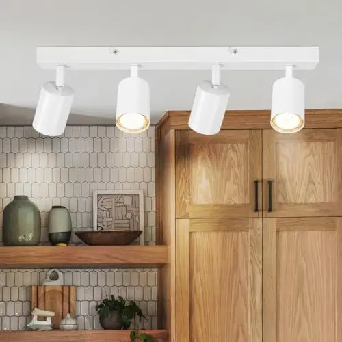 Produktbild: Dehobo Led Deckenstrahler Schwenkbar 350° Deckenstrahler 4 Flammig Deckenleuchte GU10 LED Wandstrahler Weiß Spotlight Lampe Deckenlampe für Wohnzimmer Schlafzimmer Küche