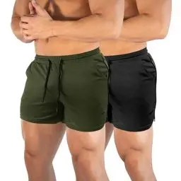 Produktbild: DEHORU 2er Pack Sporthose Herren Kurz Sport Shorts mit Taschen Schnell Trocknend leichtgewichtiges Mesh Trainingshose Jogginghose Laufhose (AGBK,2XL)