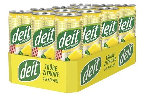 Produktbild: DEIT Trübe Zitrone Dose 12er Pack (12 x 330 ml) Zuckerfreie Limonade Kalorienarm Erfrischung
