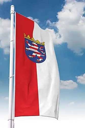 Produktbild: Deitert Bundesland-Flagge Hessen – 120x300 cm Hessen Fahne mit Wappen im Hochformat, Hissfahne aus reißfestem Polyester
