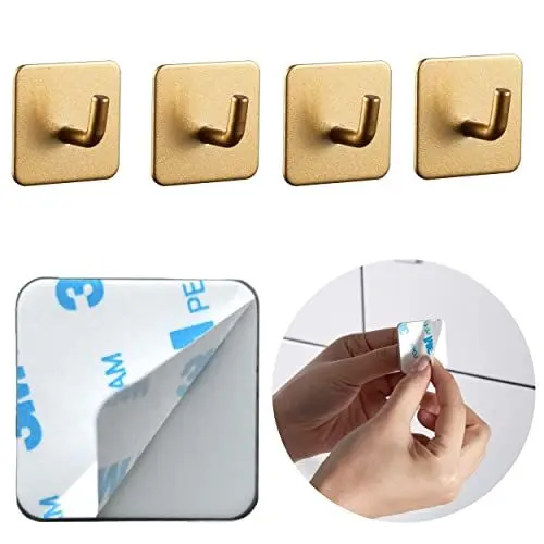 Produktbild: DEKAZIA® Klebehaken gold | Garderobenhaken gold Kleiderhaken gold Wandhaken gold matt Handtuchhalter gold Haken selbstklebend gold Haken gold Handtuchhaken gold Türhaken gold Handtuch Haken gold hook