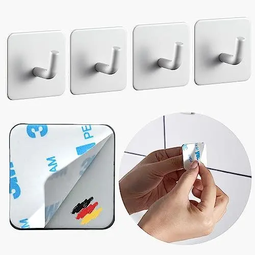 Produktbild: DEKAZIA® Klebehaken weiß Kleiderhaken weiß Garderobenhaken weiß Wandhaken weiß beige Haken selbstklebend weiß Handtuchhaken weiß Küchenhaken weiß selbstklebende Haken weiß Handtuchhalter weiß Handtuch