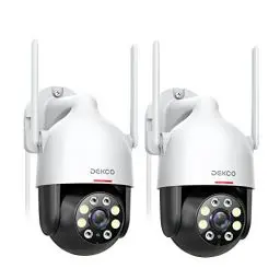 Produktbild: DEKCO 2K Überwachungskamera Aussen WLAN 2 Packungen, 350°/90° Schwenkbar WLAN Kamera Outdoor, 3MP WiFi Kamera mit Automatische Verfolgung, 30m Nachtsicht in Farbe, 2-Wege Audio, IP66…