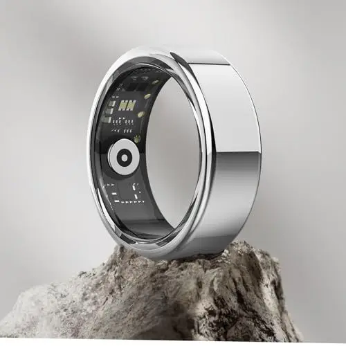 Produktbild: DEKELIFE 2024 Neu Smart Ring Herren Damen, Fitness Ring Tracker Gesundheitsring mit Herzfrequenz, SpO2, Schlaftracker, 100+ Sportmodi IP68 Wasserdicht Smartringe für Android und iOS, Size 14, Silber