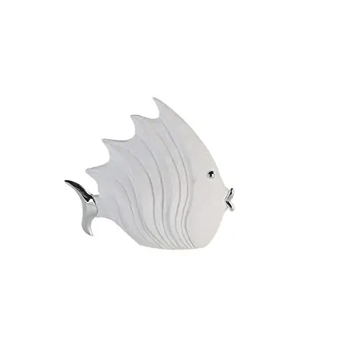 Produktbild: Deko Fisch in Stein-Optik, 29 x 26 cm, weiß/silber