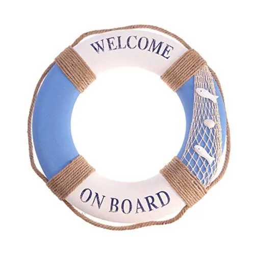 Produktbild: Deko Rettungsring aus Schaum Willkommen Schild Mediterraner Stil Dekoration Nautische Geschenke für Wohnzimmer Wanddeko Badezimmer Büro Deko Willkommensschild