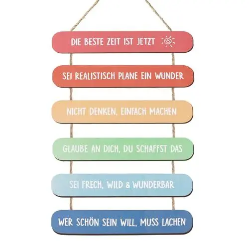 Produktbild: Deko für Kindzimmer Wanddeko Schild Lebenseinstellung Wandkunst Kinder Holzschild mit Motivation Spruch Inspirierende Zitate Wandschild für Schlafzimmer Geschenk Tür