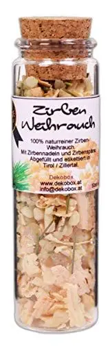 Produktbild: Dekobox Zirben Weihrauch - Premium Weihrauch mit Zirbennadeln und Zirbenspänen (1 Set, 50ml)