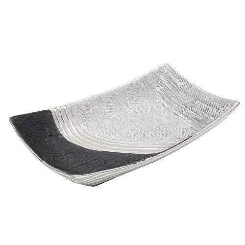 Produktbild: Dekohelden24 Edle Moderne Deko Designer Keramik Schale/Platte/Naschschale/Dekoschale in Silber-grau, 30 cm