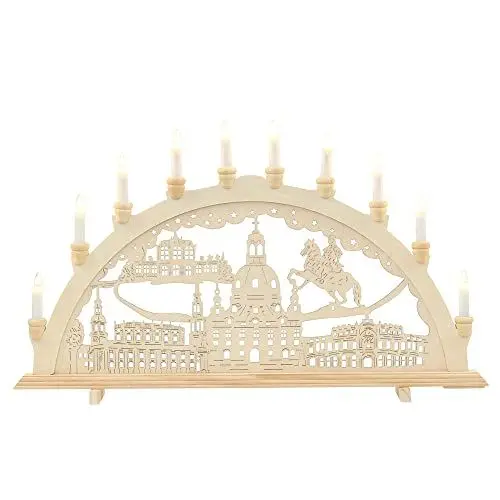Produktbild: Dekohelden24 Schwibbogen, Motiv, L/B/H ca. 71 x 4 x 40 cm, Dresden 10-flammig, 40 cm