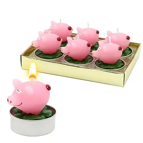Produktbild: Dekohelden24 Teelicht Glücksschweine - Schweinchen als 6er Set, Maße je Schwein 4 x 5 x 4 cm