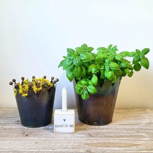 Produktbild: Deko-Kronen 2er Set zum bepflanzen -Gartendeko - Wasserdicht - Stilvoll in Kupferfarben - Windlicht als Tischdeko