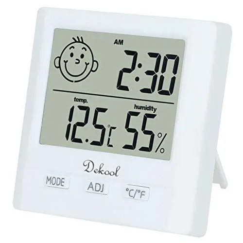 Produktbild: Dekool - Hygrometer mit digitalem Thermometer, Innenluftfeuchtigkeit, Innentemperatur, digitale Wetterstation, für Kinderzimmer, Schlafzimmer, Badezimmer, Wohnzimmer etc.