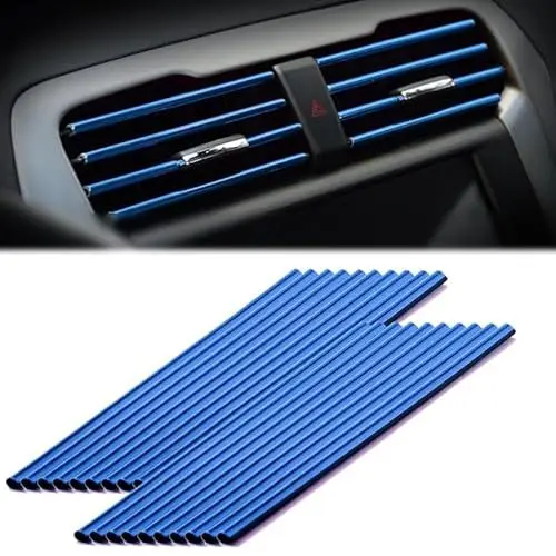 Produktbild: Dekorationsstreifen 20 Pcs Auto Air Vent Outlet Stri PVC Chrom Styling Formteil Auto Air Vent Trim Strip Auto Lüftung Deko Lüftungsschlitze Auto Deko Auto Klimaanlage Innendekoration Zubehör (Lila)