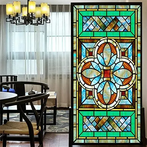 Produktbild: LXDWEI Dekorative Fensterfolie Privatsphäre europäischer Stil statisch kein Klebstoff mattierte Fensterabdeckungen 42x80 cm