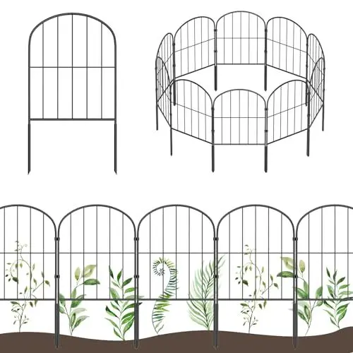 Produktbild: Dekorative Gartenzaun,10 Stück Tier Barriere Zaun,Gewölbte Zaun,60cm (H) X 3,3m (L) Metallzaun für Hunde, Kaninchen,Landschaftsbau,Terrasse,Hof,Garten