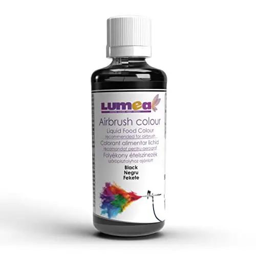 Produktbild: Dekozauber24 Premium Airbrush Lebensmittelfarbe flüssig, schwarz, 90 ml, vegan, zuckerfrei, wiederverschließbar, wasserbasiert, essbar, mit starker Deckkraft, Refill, Tortendeko Fondantfarbe