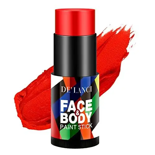 Produktbild: DE’LANCI Roter Gesichtsfarbenstift,Vollabdeckung Sport Fußball Gesicht Körper Farbe Grundierung Make-up.Professionelles Halloween Clown Joker Zombie Vampir Cosplay Spezialeffekte SFX.