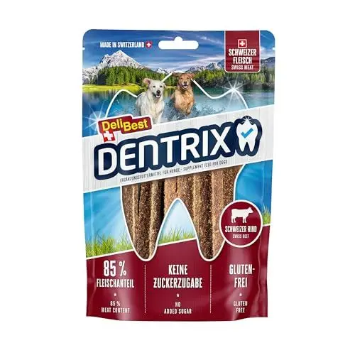 Produktbild: DeliBest Dentrix Schweizer Rindfleisch I Hunde dental Sticks für die intensive Zahnreinigung I kalt geformt - sehr schmackhafter Hunde Snack aus frischem Fleisch I Hundezahnpflege Snack 70g