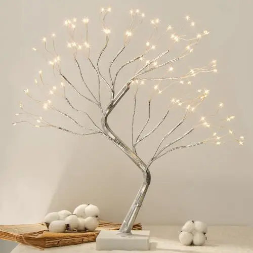 Produktbild: DELICHTER Lichterbaum Lichterzweige für Innenbereich 108 Warmweiß LEDs Bäumchen, Bonsai Licht Deko Verstellbare Äste, USB/Batteriebetriebe Baum Lampe Dekobaum Belichtet Baumbeleuchtung Weihnachtsdeko