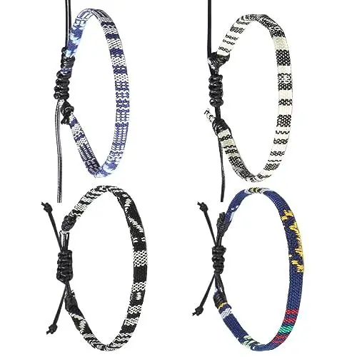 Produktbild: DELITLS 4 Stück Surfer Armband Herren Armbänder Fußkettchen Bunte Geflochtene Seil, Surfer Fußband Damen Und Herren Bunt Fussband Größenverstellbar