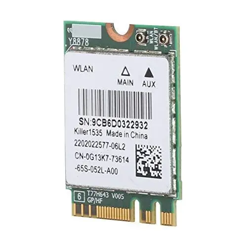 Produktbild: Dell Killer 1535 Alienware R3 Wireless Card Killer 1535 Mac 9Cb6D00A420D Für Killer 1535Ac Dual Band 802.11Ac Ngff M.2 867Mbps Bluetooth 4.1 Game Wireless Netzwerkkarte