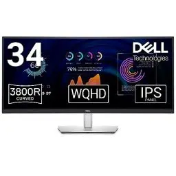 Produktbild: Dell P3424WE USB-C 34 Zoll WQHD (3440x1440) 21:9 3800R Curved Monitor, 60Hz, IPS, 5ms, 99% sRGB, USB-C, DisplayPort, HDMI, 5x USB, RJ45, 3 Jahre Garantie, Schwarz