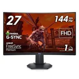 Produktbild: Dell S2721HGFA 27 Zoll Full HD (1920x1080) 1500R Curved Gaming Monitor, 144Hz, VA, 1ms MPRT, AMD FreeSync Premium, NVIDIA G-SYNC Kompatibel, DisplayPort, 2x HDMI, 3 Jahre Garantie, Schwarz