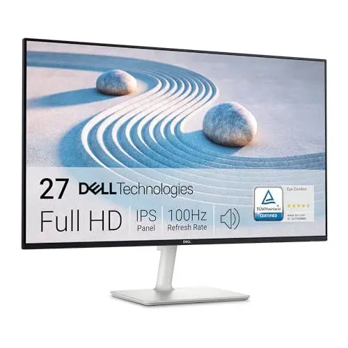 Produktbild: Dell S2725H 27 Zoll Full HD (1920x1080) Monitor, 100Hz, IPS, 4ms, 99% sRGB, Eingebaute Lautsprecher, Ultradünner Rahmen, 2X HDMI, 3 Jahre Garantie, Weiß