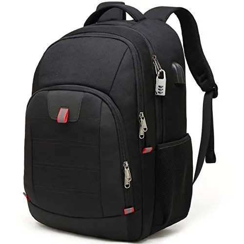 Produktbild: Della Gao Laptop-Rucksack, extra groß, Diebstahlschutz, Business-Reise, Laptop-Rucksack mit USB-Ladeanschluss, Schwarz , 17.3 Inch, Business