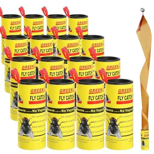 Produktbild: dellyy 16 Stück Fliegenfänger, Fliegen Klebefalle Fliegenfalle, Fly Trap Indoor, Fliegenfänger Klebestreifen für den Innen- und Außenbereich Zum Fangen von Fruchtfliegen und Fluginsekten