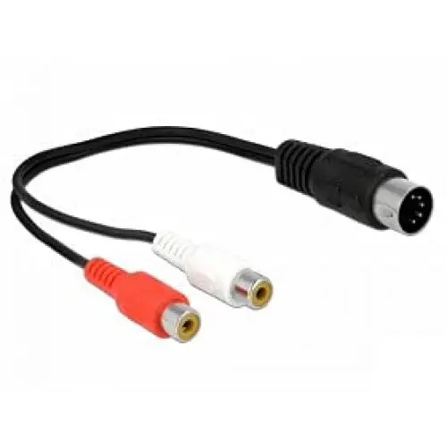 Produktbild: DELOCK DIN Kabel Diodenstecker 5 Pin zu 2 x Cinch Buchse 20 cm