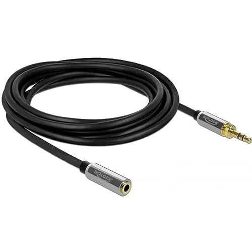 Produktbild: DELOCK Klinkenverlängerungskabel 3,5 mm 3 Pin Stecker zu Buchse mit 6,35 mm Schraubadapter 3 m