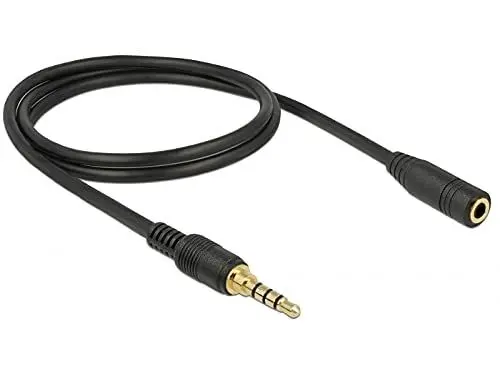 Produktbild: DELOCK Klinkenverlängerungskabel 3,5 mm 4 Pin Stecker zu Buchse 1 m schwarz