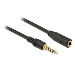 Produktbild: DELOCK Klinkenverlängerungskabel 3,5 mm 4 Pin Stecker zu Buchse 3 m schwarz