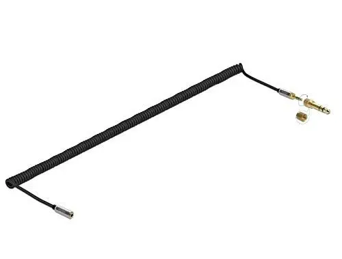 Produktbild: DELOCK Spiralkabel Verlängerung 3,5 mm 3 Pin Klinkenstecker zu Klinkenbuchse mit 6,35 mm Schraubadapter 5 m