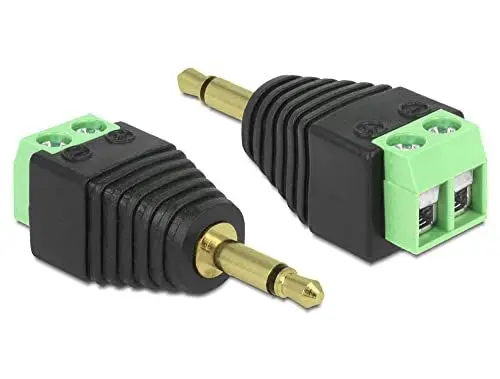 Produktbild: Delock 65528 Adapter Terminalblock 2 Polig auf 3,5mm Klinke Stecker Schwarz/Grün
