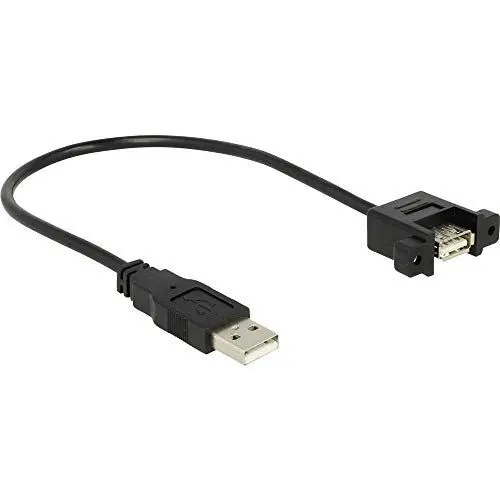 Produktbild: Delock Kabel USB 2.0 Typ-A Stecker > USB 2.0 Typ-A Buchse zum Einbau 0,25 m