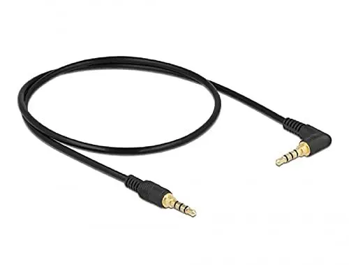 Produktbild: Delock Klinkenkabel Audio-Kabel 3,5 mm 4 Pin Stecker > Stecker gewinkelt 0,5 m schwarz