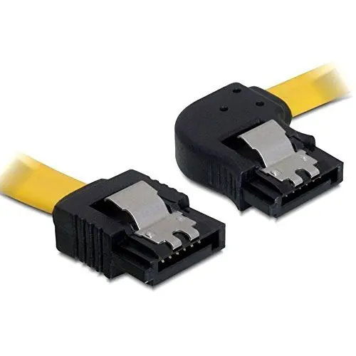Produktbild: Delock SATA 3 Gb/s Kabel gerade auf rechts gewinkelt 30 cm gelb