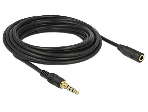 Produktbild: Delock Verlängerung Klinke 3.5mm 4Pin St > Bu 5.0m schwarz