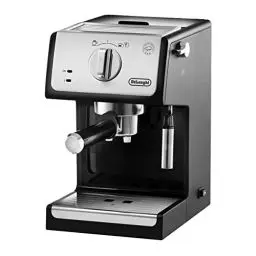 Produktbild: De'Longhi Active Espresso Siebträger ECP 33.21.BK – professionelle Espressomaschine mit AluminiumFinish, inkl. traditioneller Milchschaumdüse, Tassenwärmer & Heißwasserfunktion, schwarz
