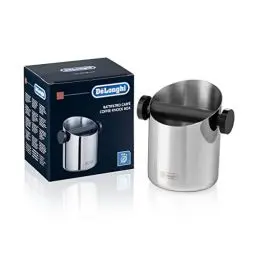 Produktbild: De'Longhi DLSC059 Klopfbehälter für Espresso-Siebträger, Kaffeesatz-Behälter, Zubehör für Kaffeemaschinen und Baristas Zuhause, Abklopfbehälter aus Edelstahl