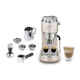 Produktbild: De'Longhi Dedica Arte EC 885.BG, Espresso Siebträgermaschine, Espressomaschine mit MyLatteArt Milchschaumdüse, kompaktes Design, 15 cm breit, 1 Liter Wassertank, E.S.E Pads geeignet, Beige
