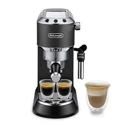 Produktbild: De'Longhi Dedica Style EC 685.B – Espresso Siebträgermaschine, Espressomaschine mit professionellem Milchaufschäumer, nur 15 cm breit, für Kaffeepulver oder ESE Pads, 1 l Wassertank, schwarz