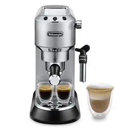 Produktbild: De'Longhi Dedica Style EC 685.M – Espresso Siebträgermaschine, Espressomaschine mit professionellem Milchaufschäumer, nur 15 cm breit, für Kaffeepulver oder ESE Pads, 1 l Wassertank, silber