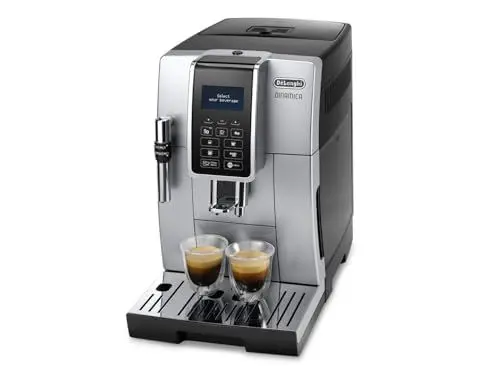 Produktbild: De'Longhi Dinamica ECAM 350.35.SB Kaffeevollautomat mit Profi-Milchaufschäumdüse für Cappuccino, Espresso, Kaffee und Long Coffee Direktwahltasten, Klartext Digitaldisplay, 2-Tassen-Funktion, Silber