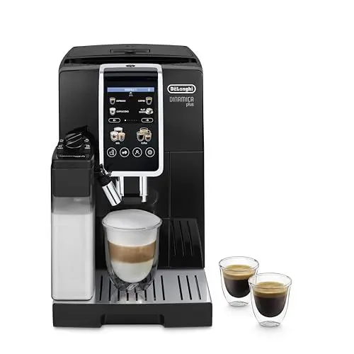 Produktbild: De'Longhi Dinamica Plus ECAM382.70.B, Kaffeevollautomat für Kaffeebohnen, Cappuccino-Maschine mit LatteCrema Hot, Espresso-Maschine mit 18 Rezepten, 3,5-Zoll TFT-Display, 1450W, Schwarz