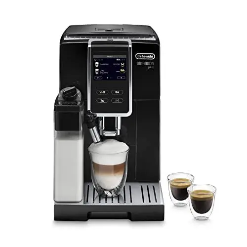 Produktbild: De'Longhi Dinamica Plus ECAM 370.70.B Kaffeevollautomat mit LatteCrema Milchsystem, Cappuccino & Espresso, 3,5 Zoll TFT Touchscreen Farbdisplay und App-Steuerung, Kaffeekannen-Funktion, schwarz